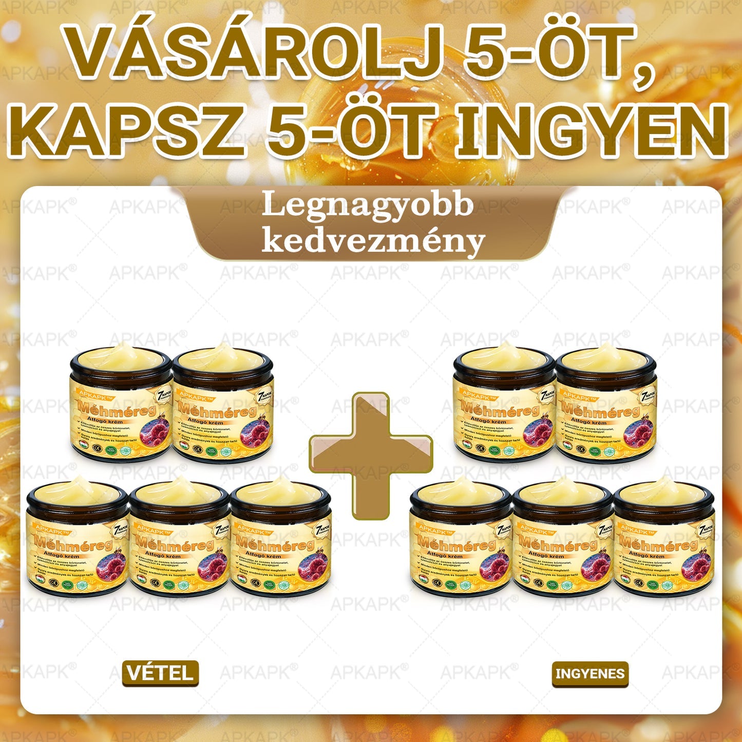 APKAPK® Méhméreg krém a bőr megújítására 🐝 segít megoldani olyan bőrproblémákat, mint: ráncok, hegek, pigmentfoltok, striák, akné, pikkelysömör, ekcéma, bőrelváltozások, irritációk, gyulladások és egyéb bőrpanaszok.