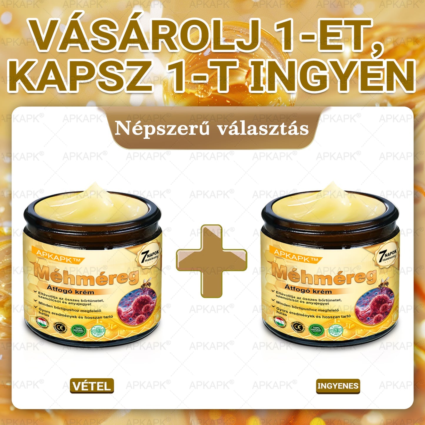 ⭐APKAPK®  Méhméreg krém a bőr megújítására 🐝 segít megoldani olyan bőrproblémákat, mint: ráncok, hegek, pigmentfoltok, striák, akné, pikkelysömör, ekcéma, bőrelváltozások, irritációk, gyulladások és egyéb bőrpanaszok.