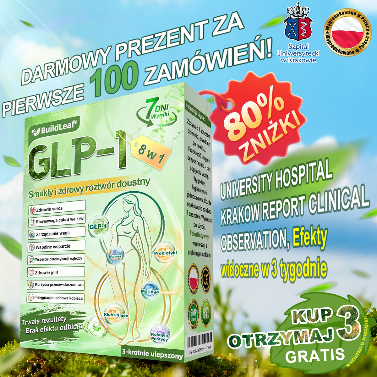 🖤🔥 Oficjalny sklep 👩‍⚕️ BuildLeaf® GLP-1 8-w-1 roztwór doustny (raz dziennie, efekty w 7 dni) Wspiera odchudzanie, serce, cukier, sen, jelita, stawy oraz ujędrnia skórę i dodaje energii