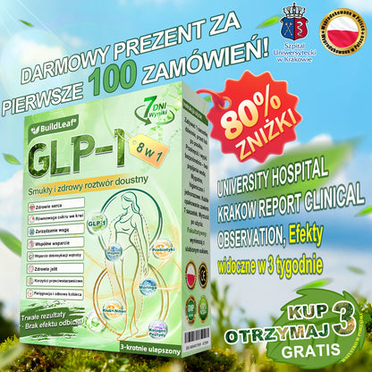 🖤🔥 Oficjalny sklep 👩‍⚕️ BuildLeaf® GLP-1 8-w-1 roztwór doustny (raz dziennie, efekty w 7 dni) Wspiera odchudzanie, serce, cukier, sen, jelita, stawy oraz ujędrnia skórę i dodaje energii