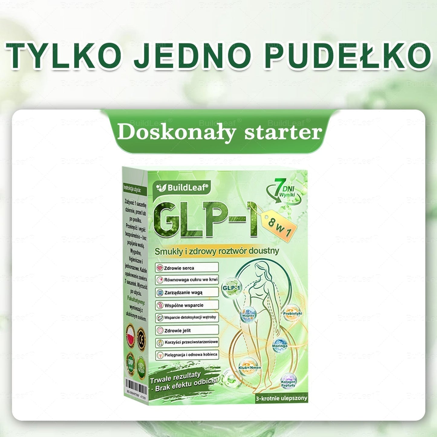 🖤🔥 Oficjalny sklep 👩‍⚕️ BuildLeaf® GLP-1 8-w-1 roztwór doustny (raz dziennie, efekty w 7 dni) Wspiera odchudzanie, serce, cukier, sen, jelita, stawy oraz ujędrnia skórę i dodaje energii