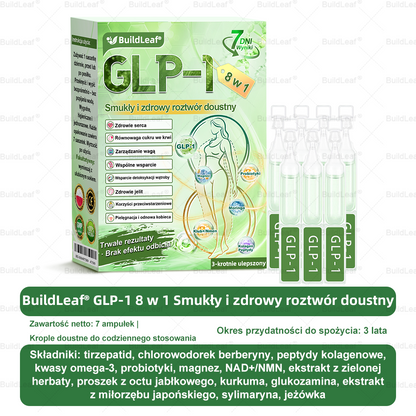 🖤🔥 Oficjalny sklep 👩‍⚕️ BuildLeaf® GLP-1 8-w-1 roztwór doustny (raz dziennie, efekty w 7 dni) Wspiera odchudzanie, serce, cukier, sen, jelita, stawy oraz ujędrnia skórę i dodaje energii