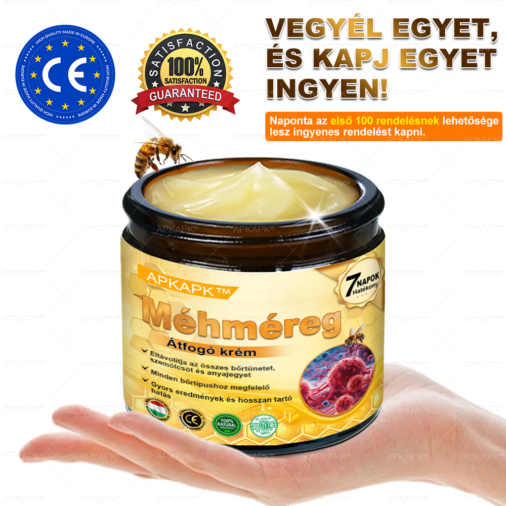 ✅APKAPK®  Méhméreg krém a bőr megújítására 🐝 segít megoldani olyan bőrproblémákat, mint: ráncok, hegek, pigmentfoltok, striák, akné, pikkelysömör, ekcéma, bőrelváltozások, irritációk, gyulladások és egyéb bőrpanaszok.