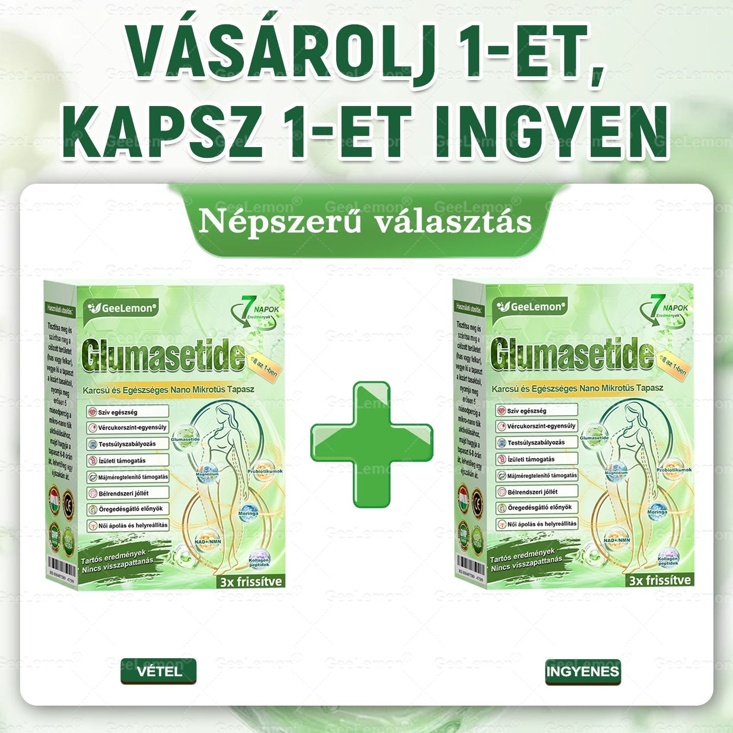 Magyar hivatalos bol 🍃 𝐆𝐞𝐞𝐋𝐞𝐦𝐨𝐧® 8 az 1-ben karcsúsító nano mikrotűs tapasz 🇭🇺 Napi egyszeri használat ✅ 7 napon belül látható eredmény – Alkalmas elhízás, szív- és érrendszeri problémák, cukorbetegség és ízületi problémák kezelésére