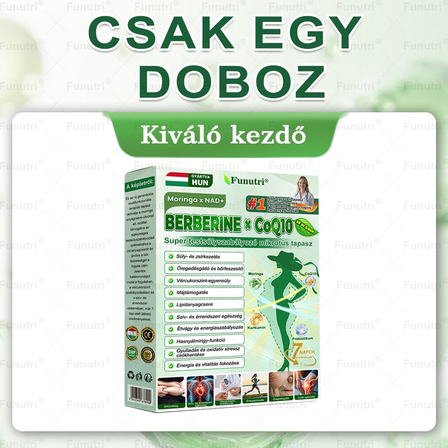 Magyar szakértők által ajánlott · Hivatalos Bolt 👩‍⚕️ Funutri® 10 az 1-ben anyagcsere-támogató karcsúsító nano mikro-tűs tapasz