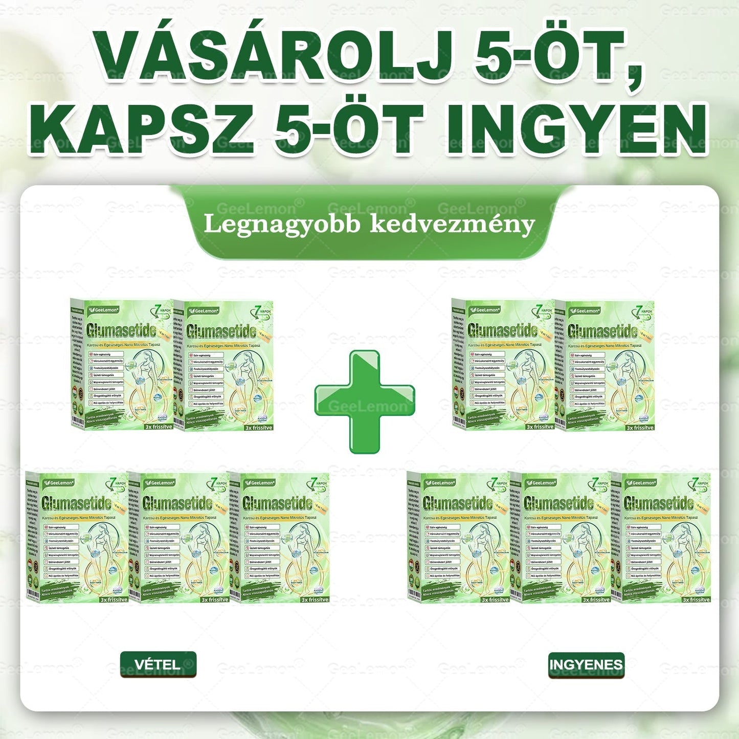 Magyar hivatalos bol 🍃 𝐆𝐞𝐞𝐋𝐞𝐦𝐨𝐧® 8 az 1-ben karcsúsító nano mikrotűs tapasz 🇭🇺 Napi egyszeri használat ✅ 7 napon belül látható eredmény – Alkalmas elhízás, szív- és érrendszeri problémák, cukorbetegség és ízületi problémák kezelésére